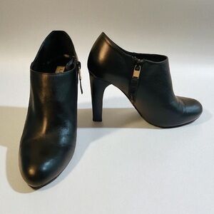 L.K BENNETT LONDON Black Leather Suede Booties Shoes Size 36